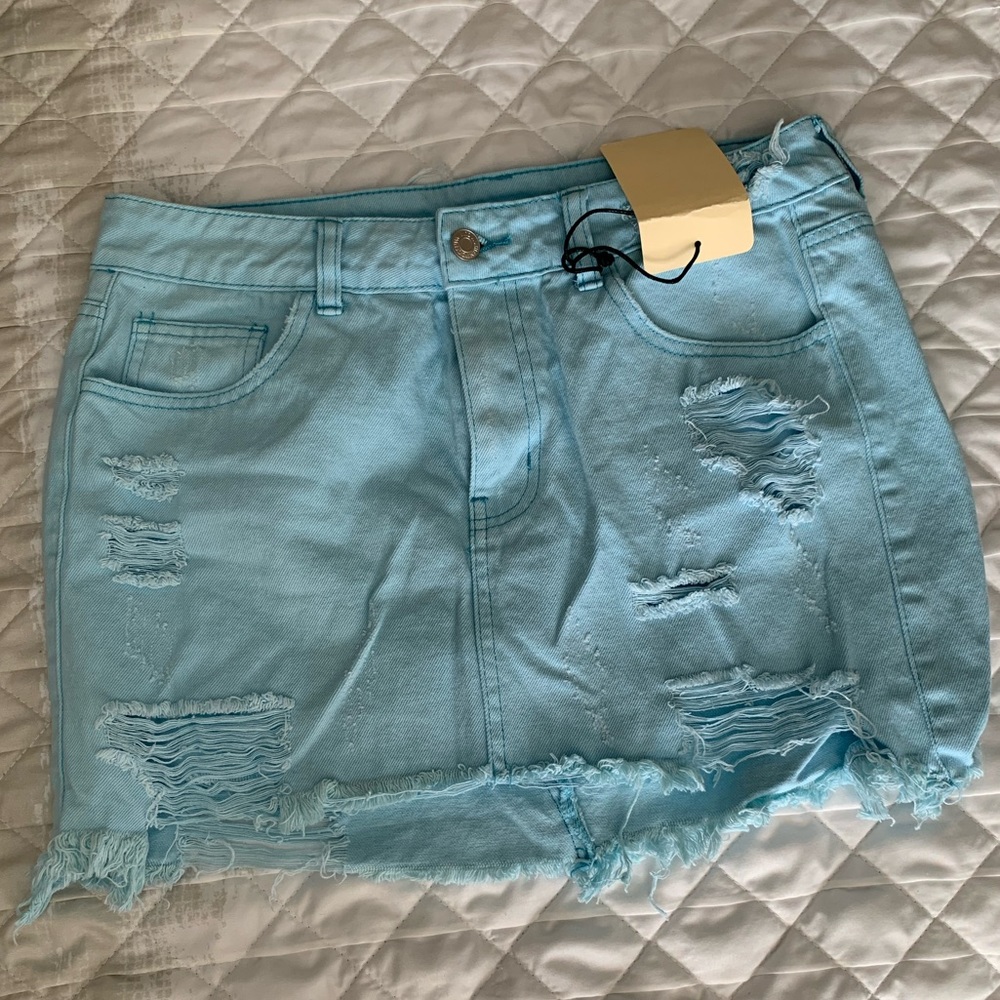Litz Light Blue/Teal Denim Skirt NWT